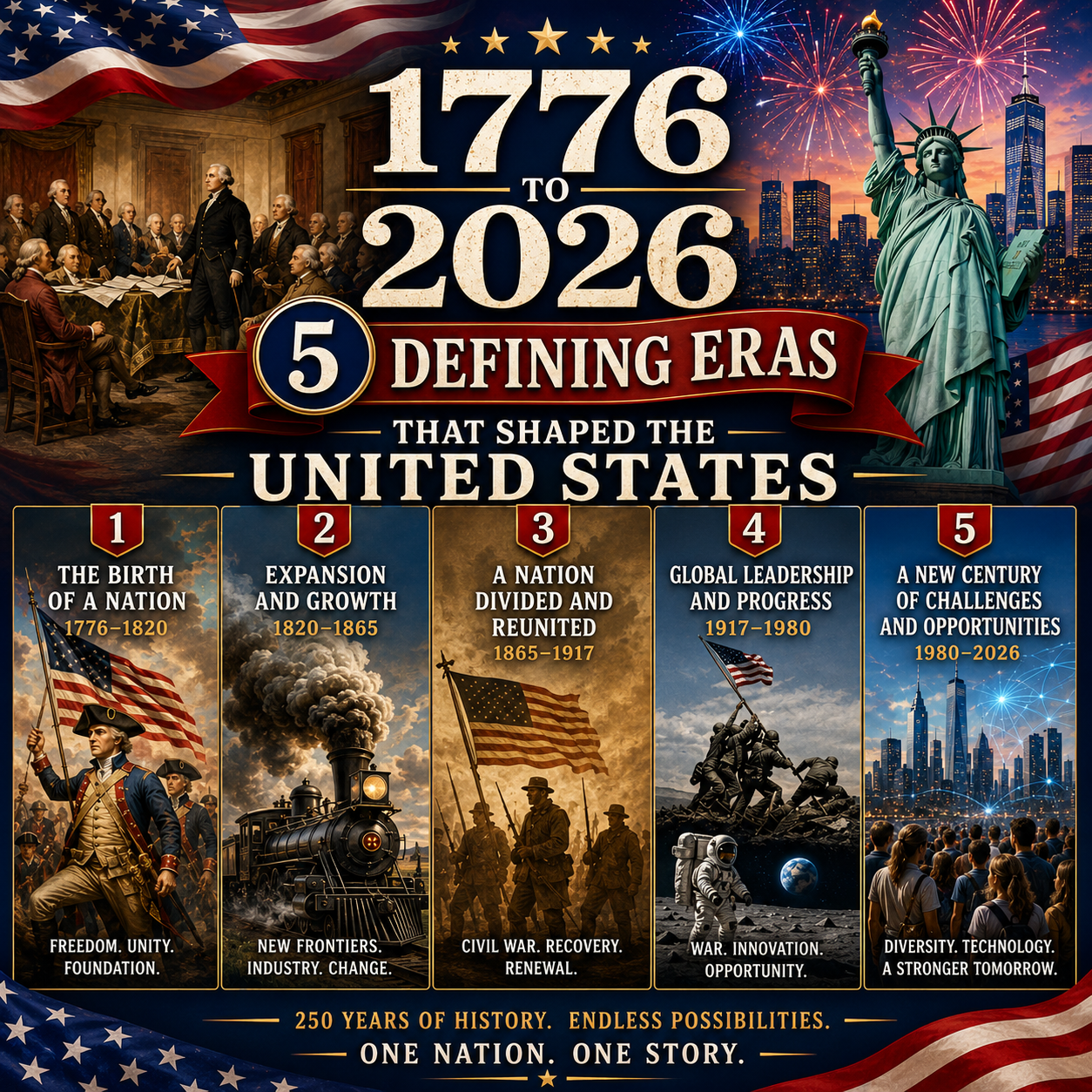 1776 to 2026: 5 Defining Eras That Shaped the United States