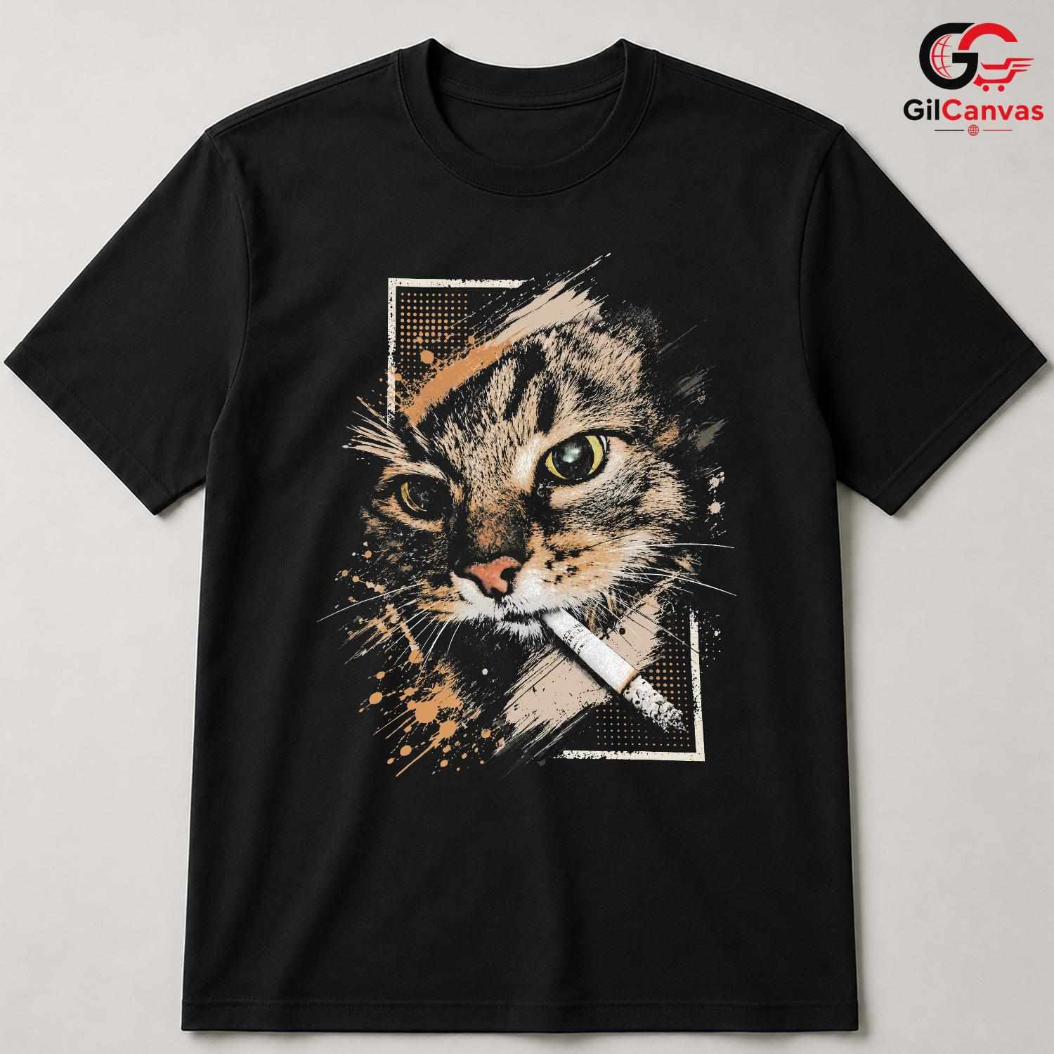 Artistic Cool Cat T-Shirt Men Women Casual Wear Feline Style Graphic Apparel