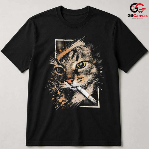 Artistic Cool Cat T-Shirt Men Women Casual Wear Feline Style Graphic Apparel
