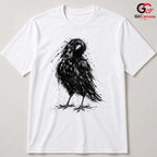 Black Raven Halloween T-Shirt Unisex Spooky Bird Design Graphic Apparel Fun Tee