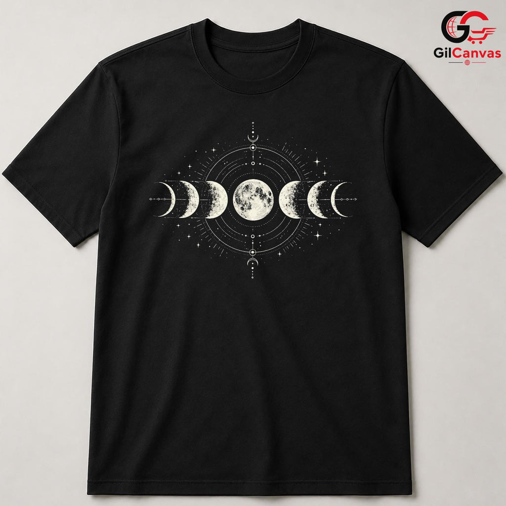 Celestial Moon Phases T-Shirt Astronomy Lover Night Sky Unisex Graphic Tee