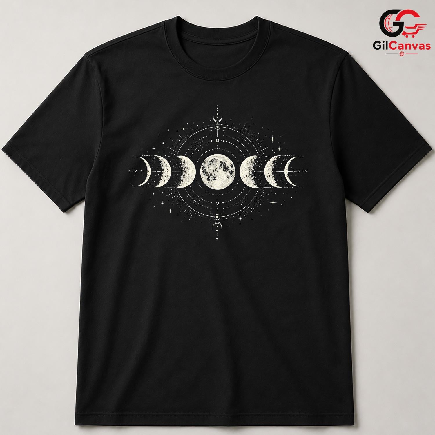 Celestial Moon Phases T-Shirt Astronomy Lover Night Sky Unisex Graphic Tee