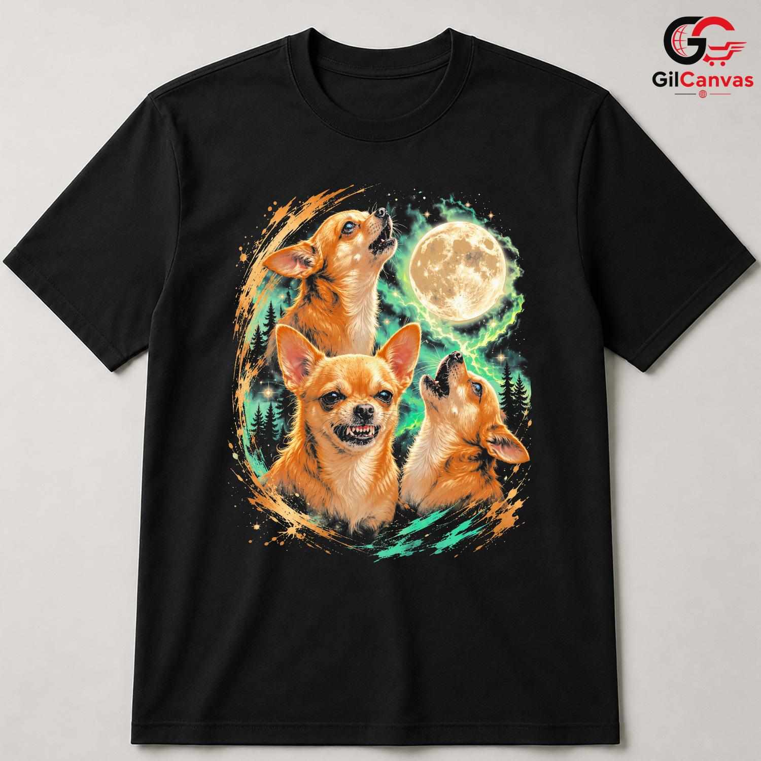 Chihuahua Howling Moon T-Shirt Unisex Unique Dog Lover Gift Perfect Graphic Shirt