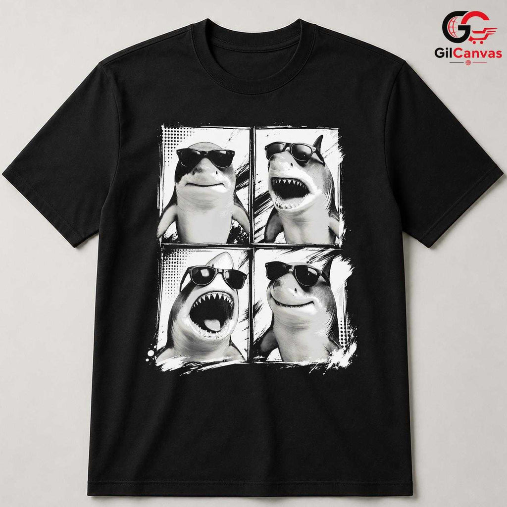 Cool Fun Shark Summer T-Shirt Party Graphic Design Unisex Casual Apparel