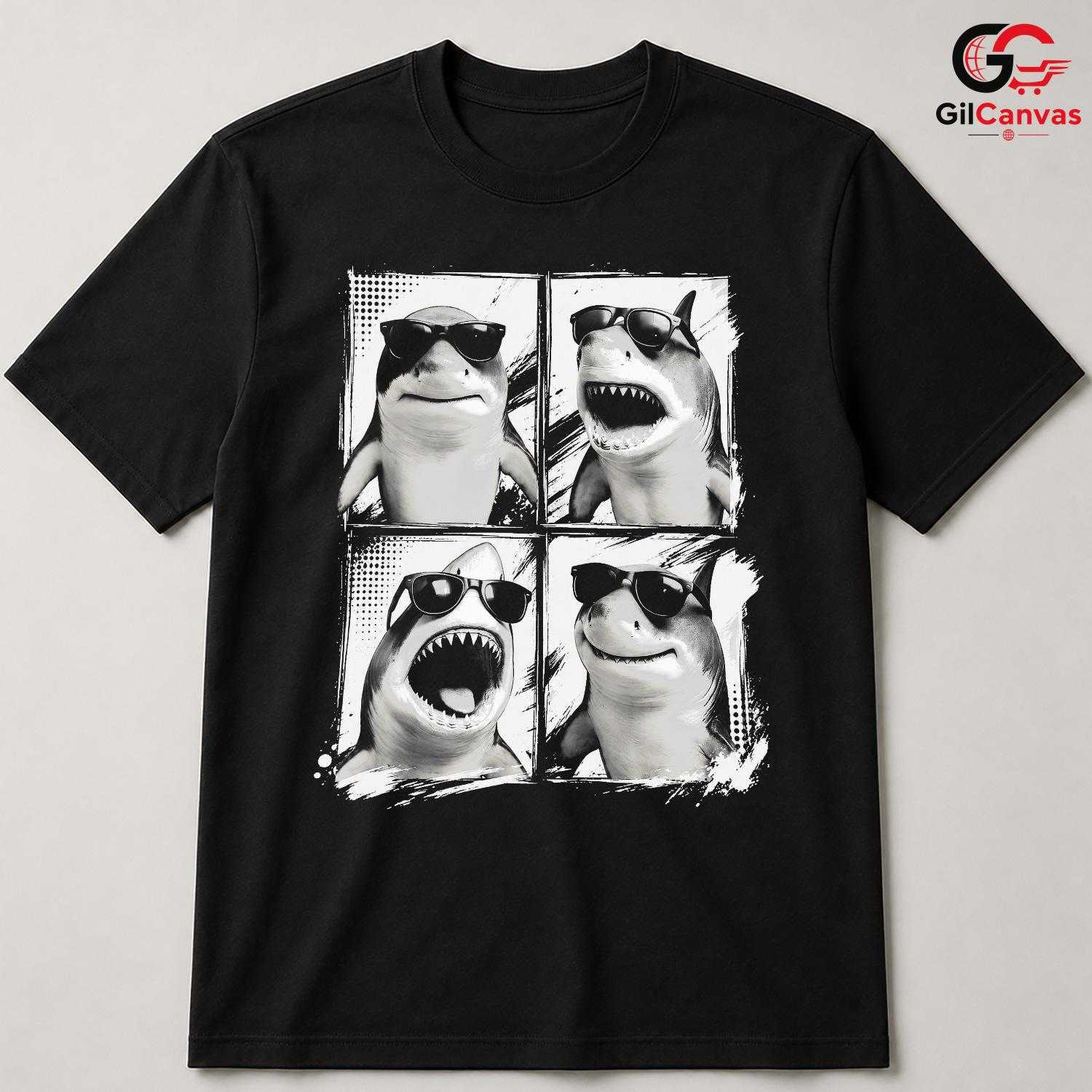 Cool Fun Shark Summer T-Shirt Party Graphic Design Unisex Casual Apparel
