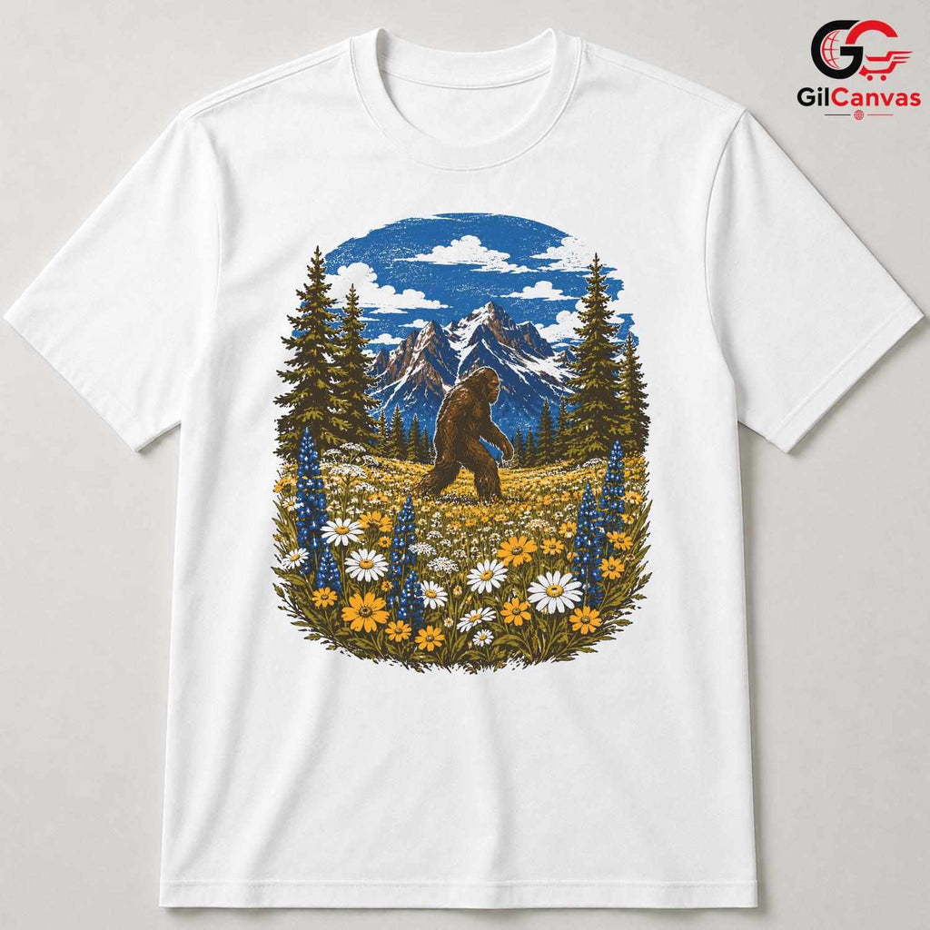 Custom Bigfoot Nature T-Shirt Outdoor Enthusiast Unisex Graphic Apparel Tee