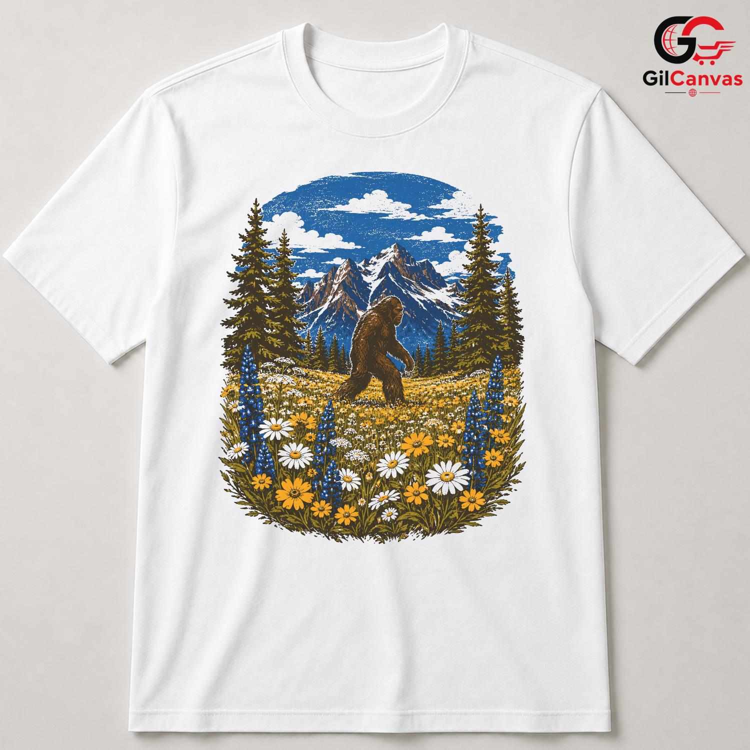 Custom Bigfoot Nature T-Shirt Outdoor Enthusiast Unisex Graphic Apparel Tee