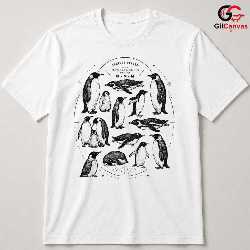 Cute Winter Penguin T-Shirt Men Women Animal Lover Cozy Ice Graphic Apparel Shirt
