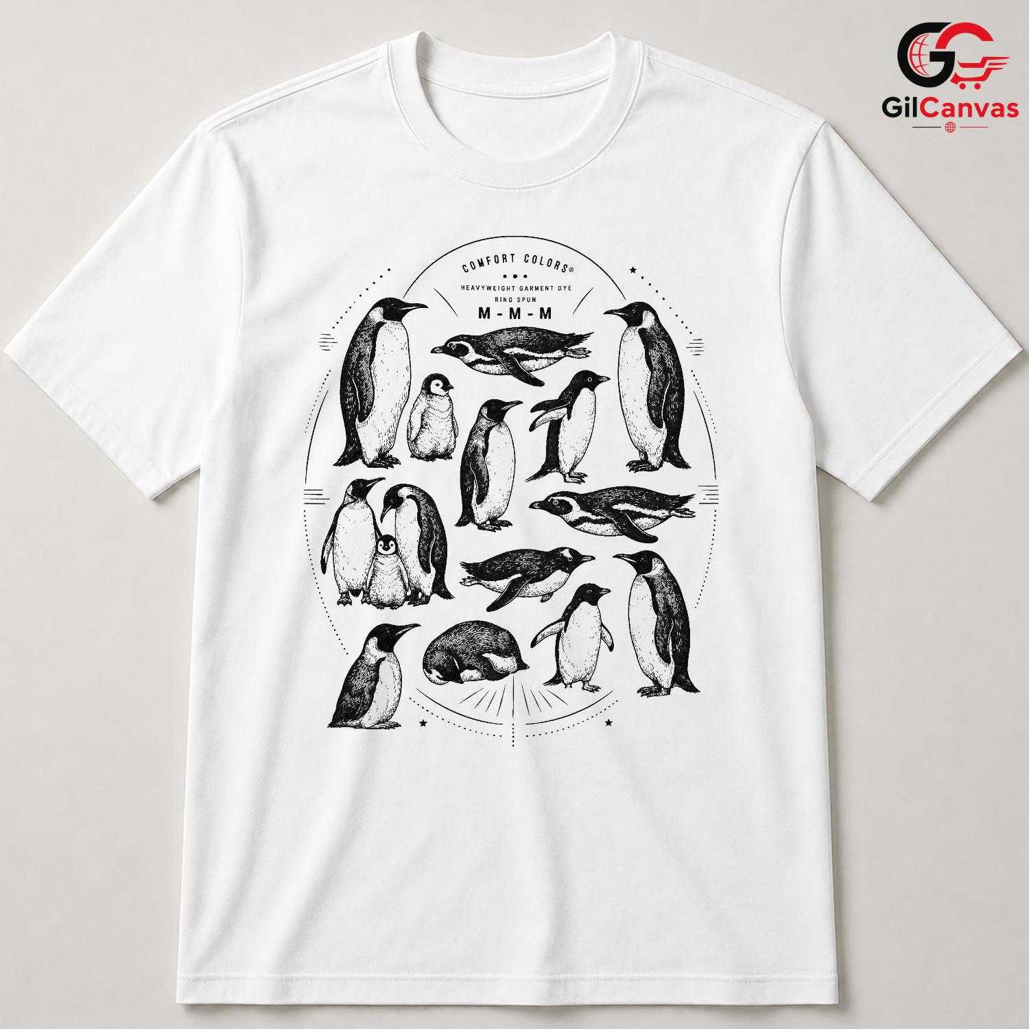 Cute Winter Penguin T-Shirt Men Women Animal Lover Cozy Ice Graphic Apparel Shirt