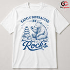 Distracted By Rocks T-Shirt Cute Bear Nature Lover Fun Unisex Graphic Tee