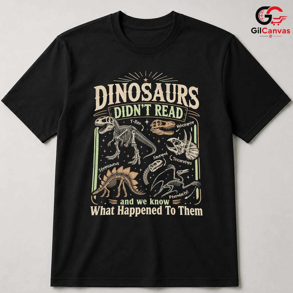 Educational Dinosaur T-Shirt Kids Fun Theme Graphic Unisex Casual Apparel