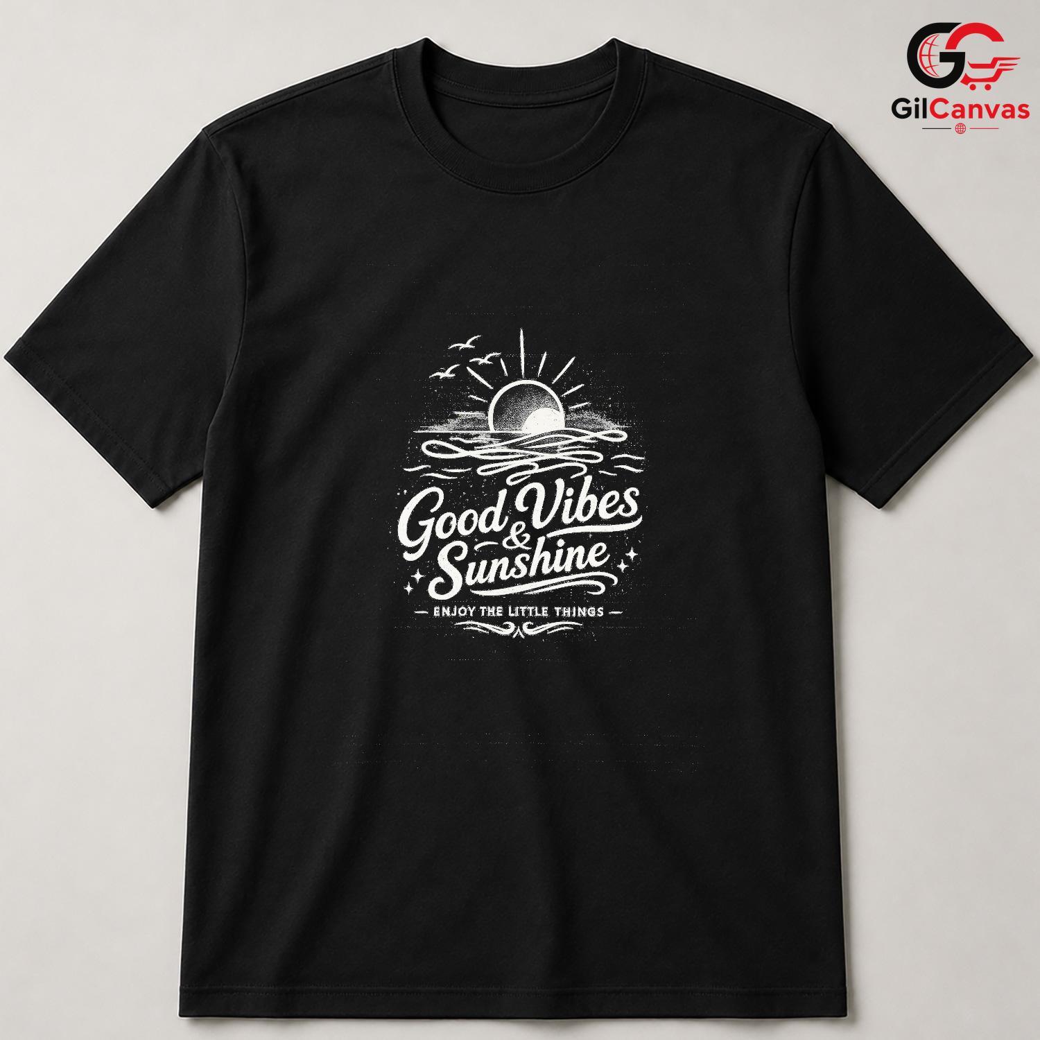 Good Vibes Sunset T-Shirt Summer Beach Trip Relaxation Unisex Graphic Tee