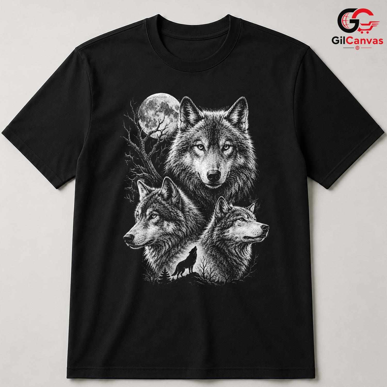 Halloween Wolf Graphic Tee Animal Nature Fan Perfect Gift Men Women Apparel