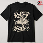 Rolling Fatties Funny Cat T-Shirt Feline Humor Pet Lover Unisex Graphic Tee