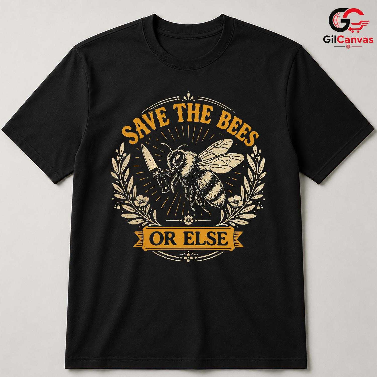 Save The Bees Nature T-Shirt Earth Day Eco Friendly Unisex Funny Tee Gift