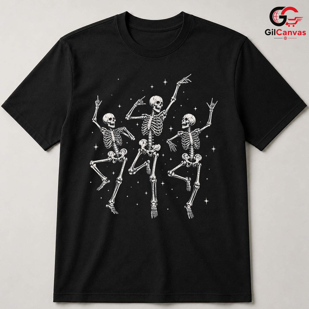 Skeleton Dance T-Shirt Halloween Party Wear Fun Casual Gift For Men Women Tee