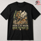 Skeleton Hiking T-Shirt Spooky Adventure Halloween Campers Unisex Graphic Tee