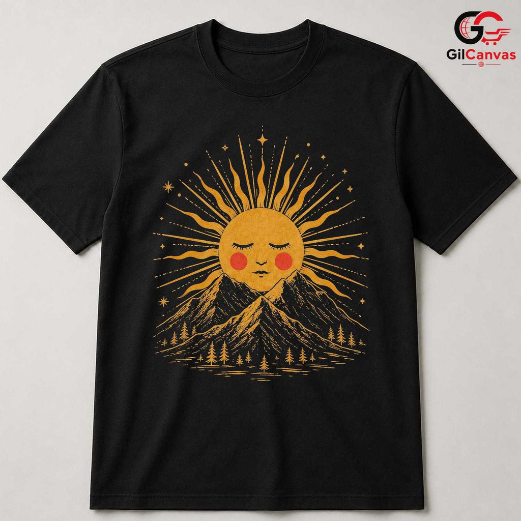 Sunshine Mountain Graphic T-Shirt Nature Adventure Unisex Personalized Tee