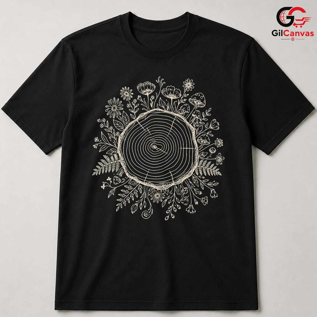 Tree Ring Nature T-Shirt Unisex Custom Print Forest Lover Graphic Casual Shirt