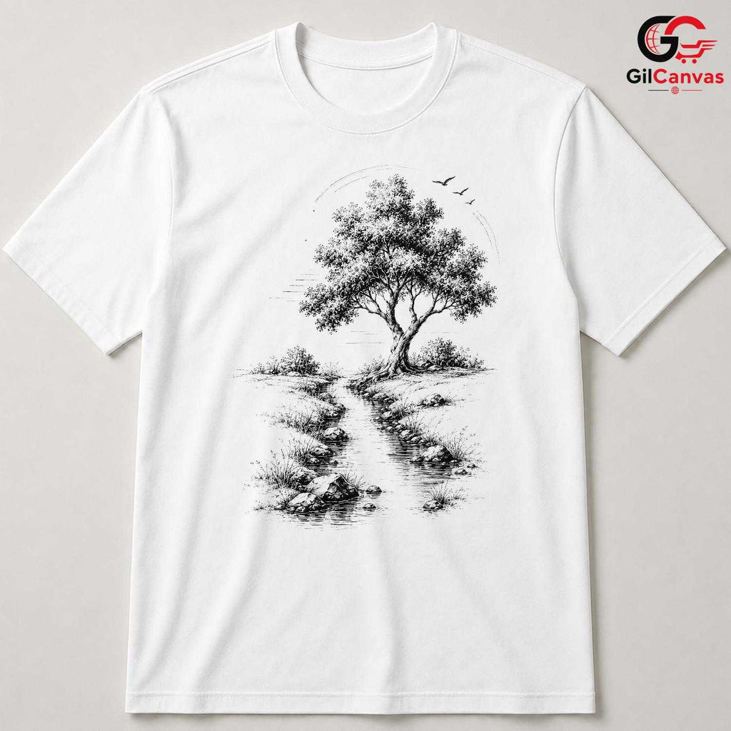 Vintage Nature Scene Tee Shirt Outdoor Lover Soft Cotton Unisex Graphic Tee