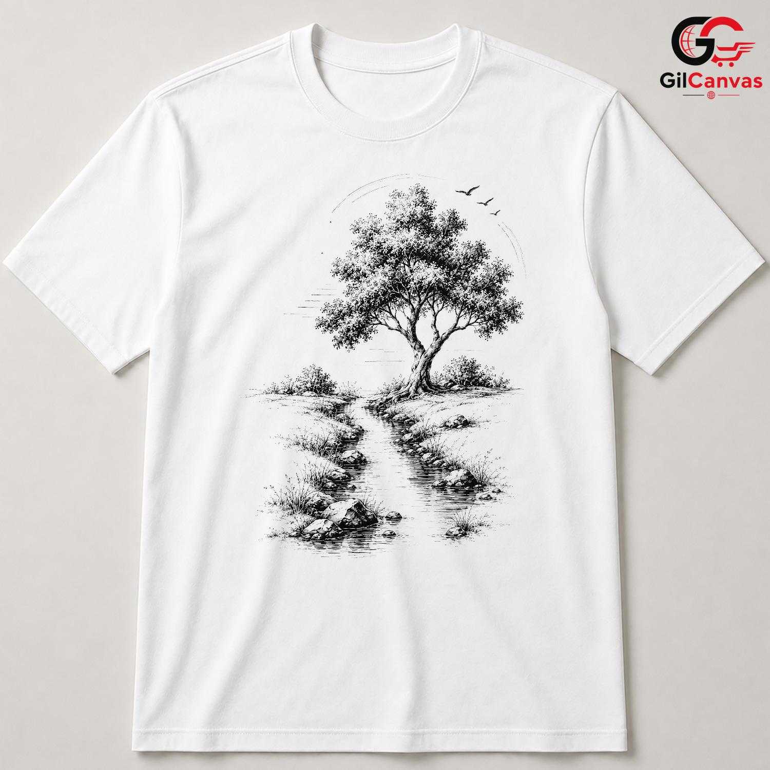 Vintage Nature Scene Tee Shirt Outdoor Lover Soft Cotton Unisex Graphic Tee