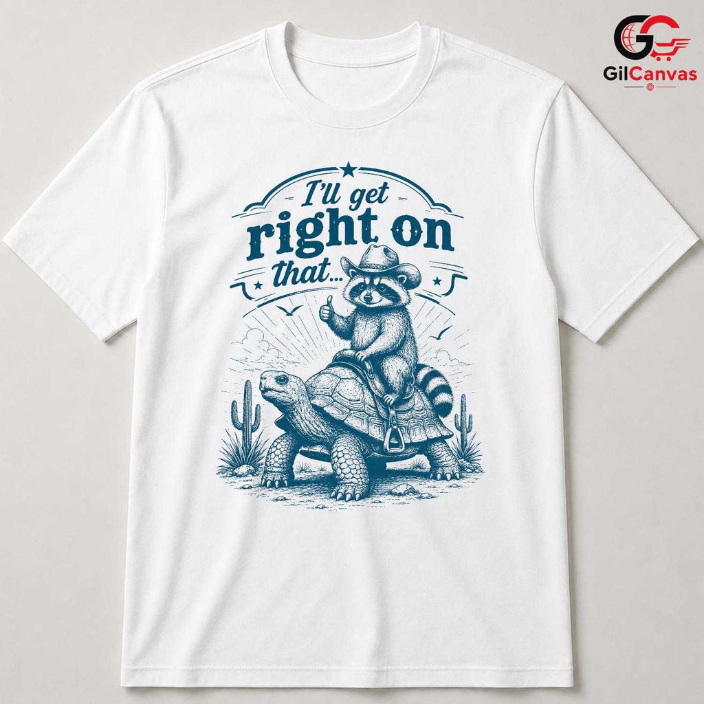 Western Cowboy Raccoon T-Shirt Men Women Animal Lover Casual Humorous Gift Tee
