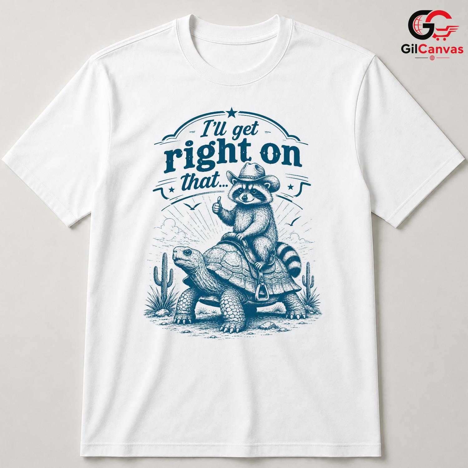Western Cowboy Raccoon T-Shirt Men Women Animal Lover Casual Humorous Gift Tee