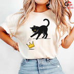 Black Cat Crown Graphic T-Shirt Cute Feline Lover Fun Unisex Casual Apparel