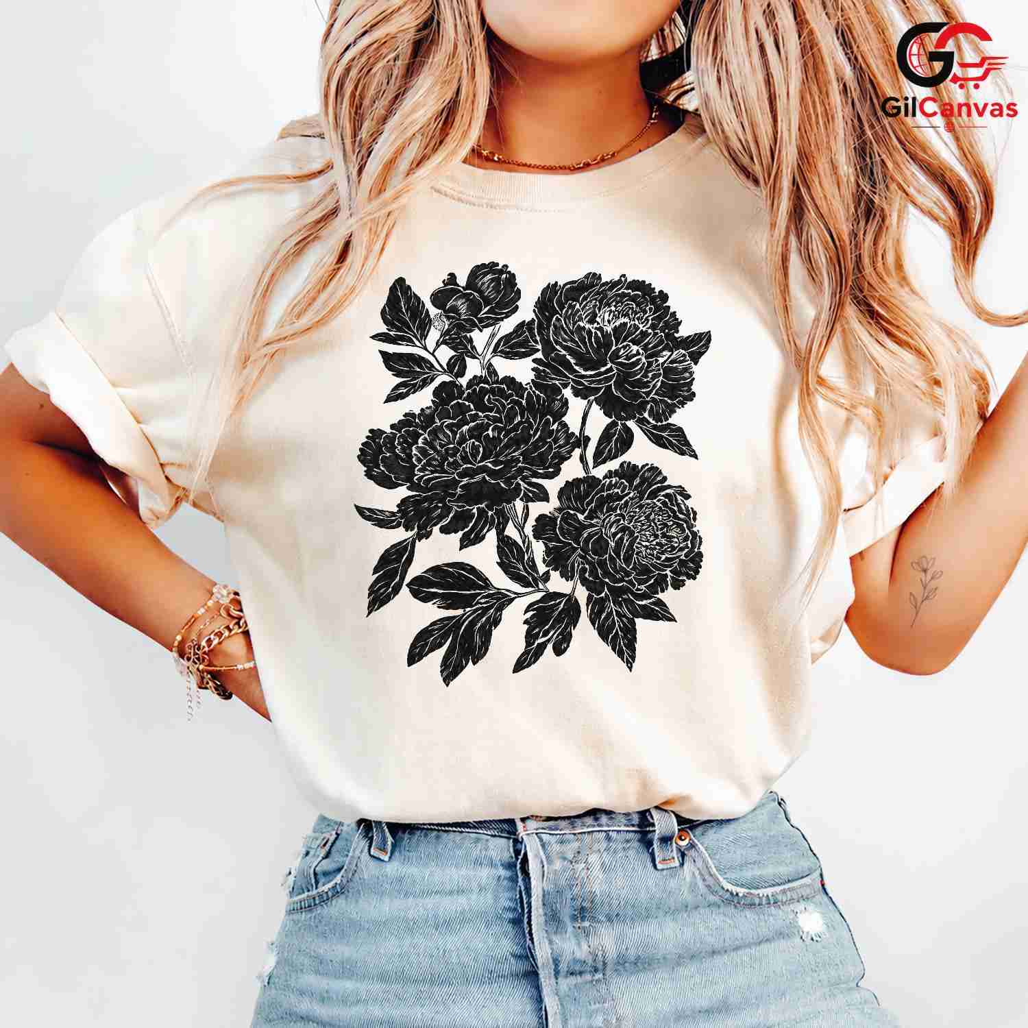 Black Floral Garden T-Shirt Unisex Fashionable Mothers Day Gift Graphic Shirt