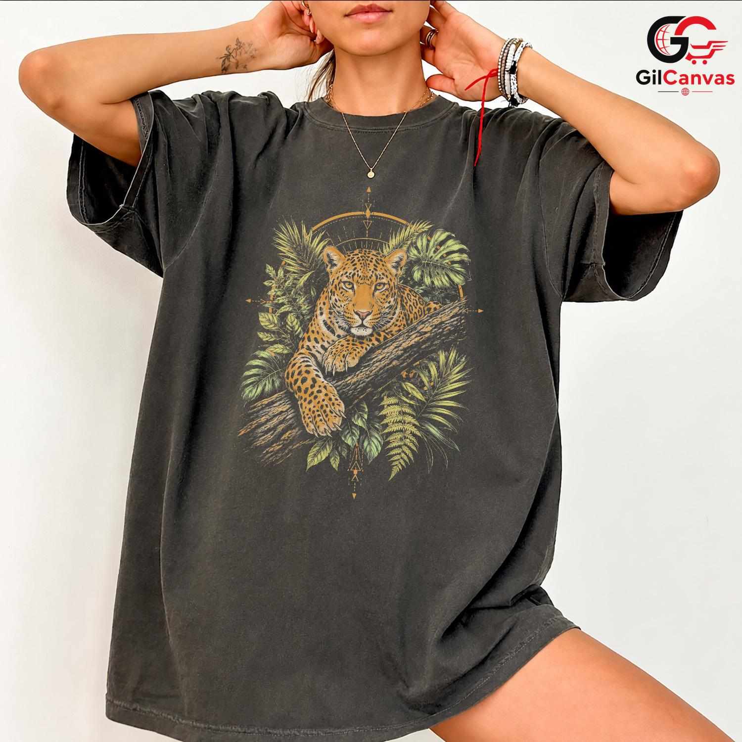 Cool Leopard Animal Lover T-Shirt Jungle Adventure Unisex Graphic Tee Gift