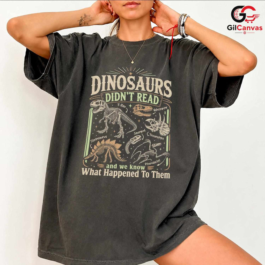 Educational Dinosaur T-Shirt Kids Fun Theme Graphic Unisex Casual Apparel
