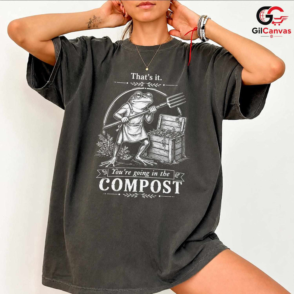 Funny Eco Compost Frog T-Shirt Unisex Gardening Lover Humorous Botanical Graphic