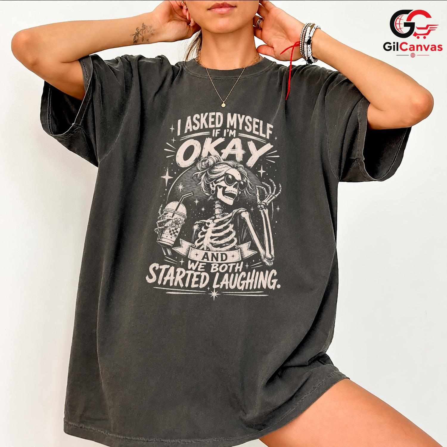 Halloween Skeleton T-Shirt Unisex Party Humor Quote Spooky Graphic Casual Apparel