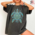 Mandala Turtle Ocean Tee Shirt Unique Beach Vibe Art Unisex Graphic Apparel