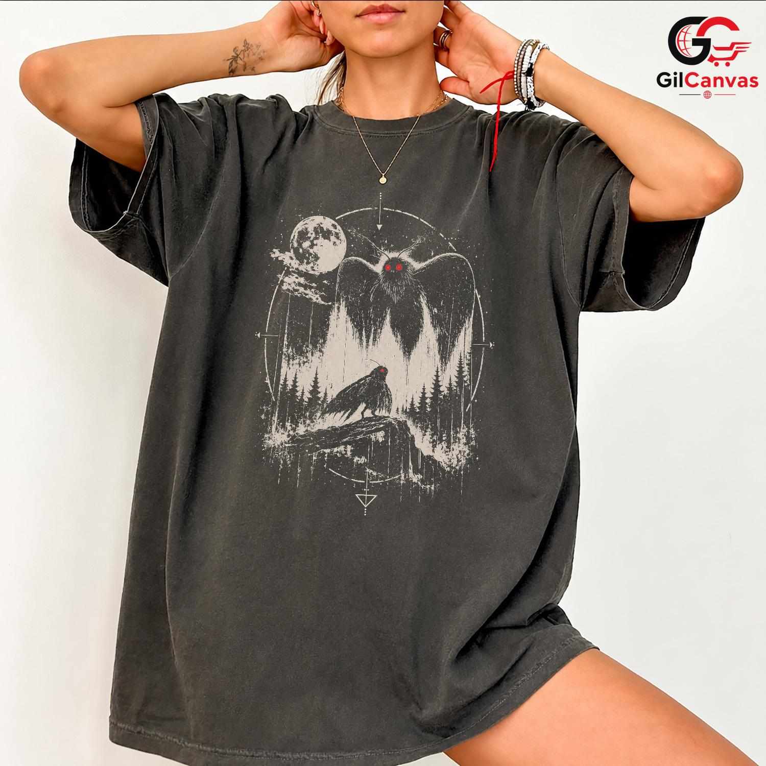 Spooky Moth Owl Graphic T-Shirt Halloween Nature Adventure Unisex Apparel