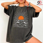 Sunrise Beach Ocean Wave T-Shirt Summer Fun Vacation Unisex Graphic Apparel