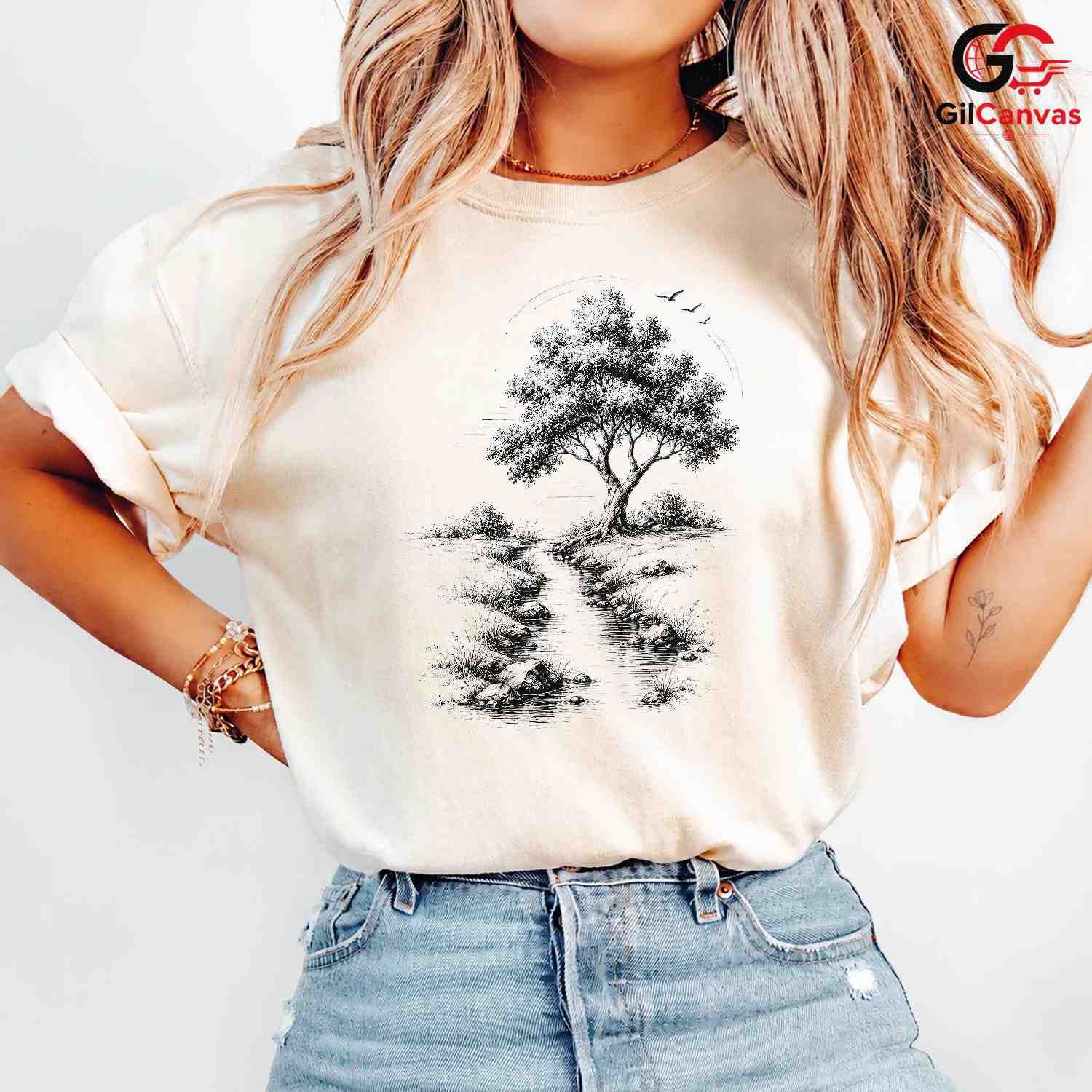 Vintage Nature Scene Tee Shirt Outdoor Lover Soft Cotton Unisex Graphic Tee