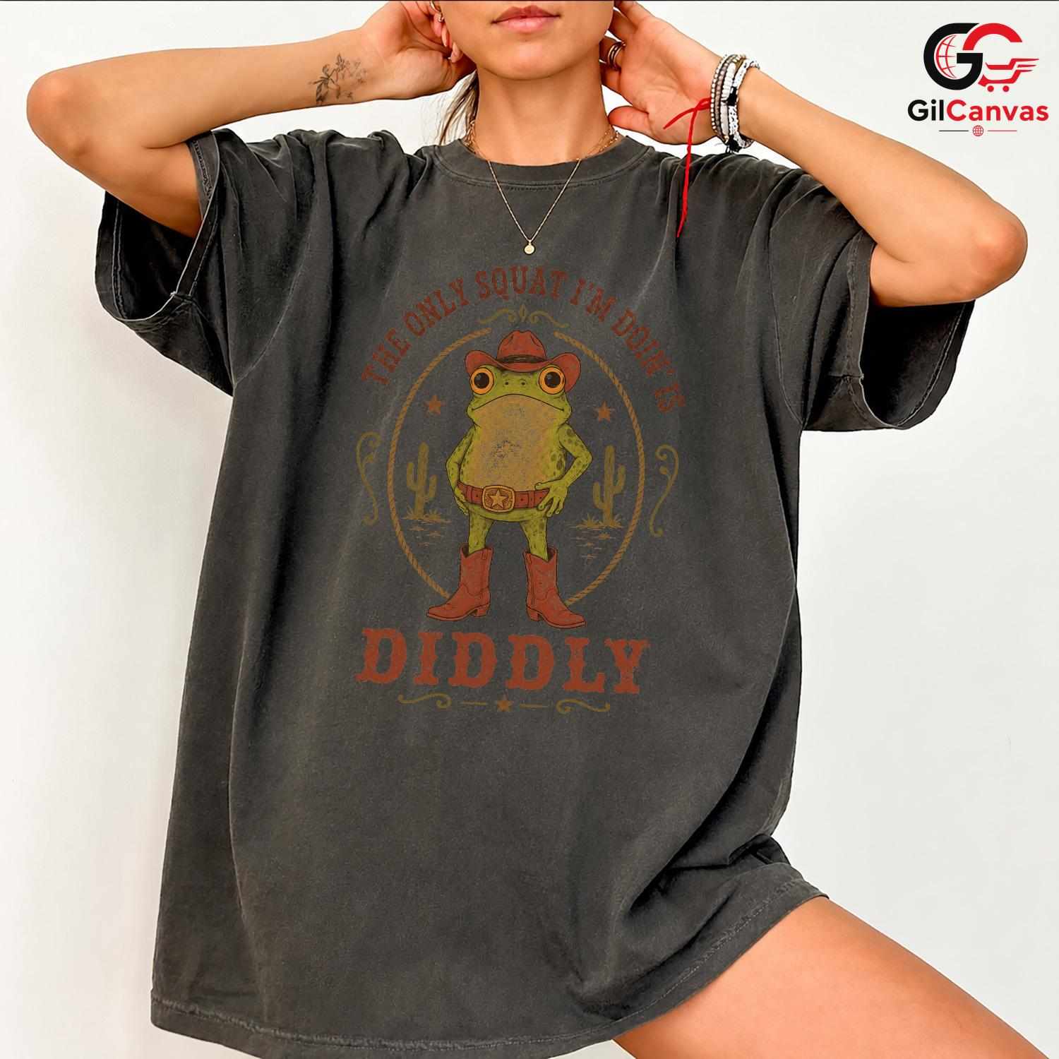 Western Cowboy Frog T-Shirt Men Women Animal Lover Country Theme Fun Tee Gift
