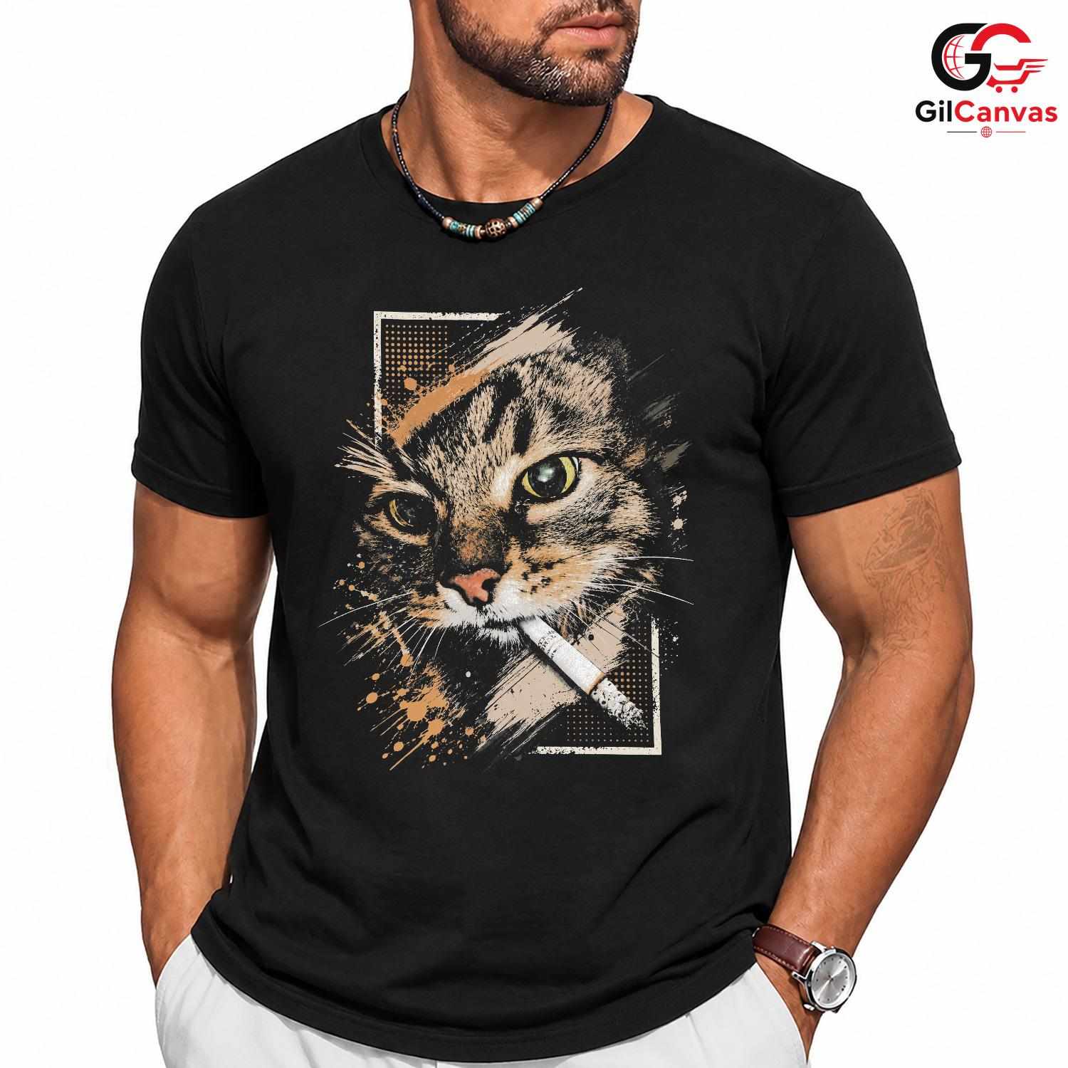 Artistic Cool Cat T-Shirt Men Women Casual Wear Feline Style Graphic Apparel