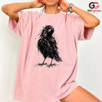 Black Raven Halloween T-Shirt Unisex Spooky Bird Design Graphic Apparel Fun Tee