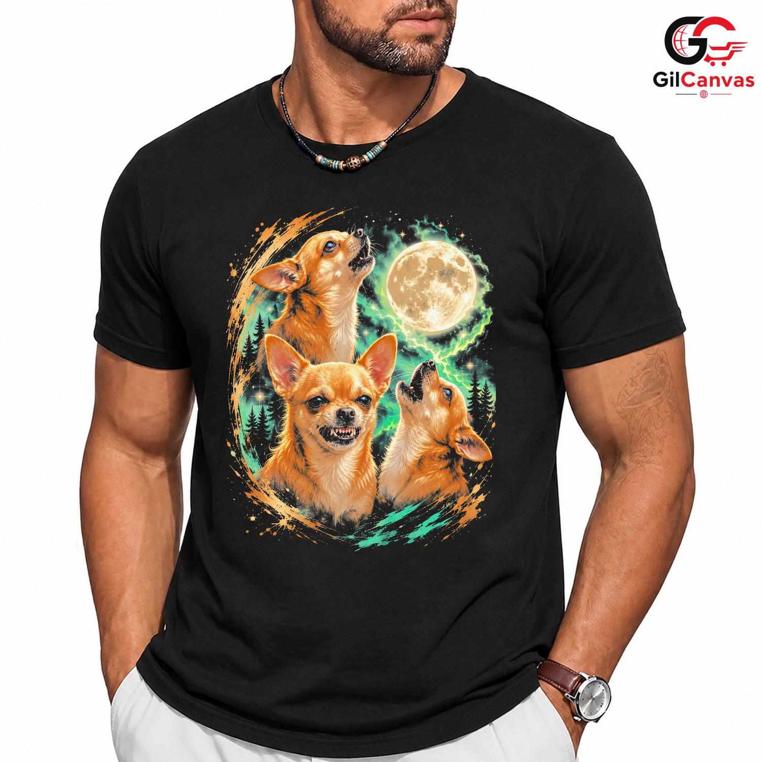 Chihuahua Howling Moon T-Shirt Unisex Unique Dog Lover Gift Perfect Graphic Shirt