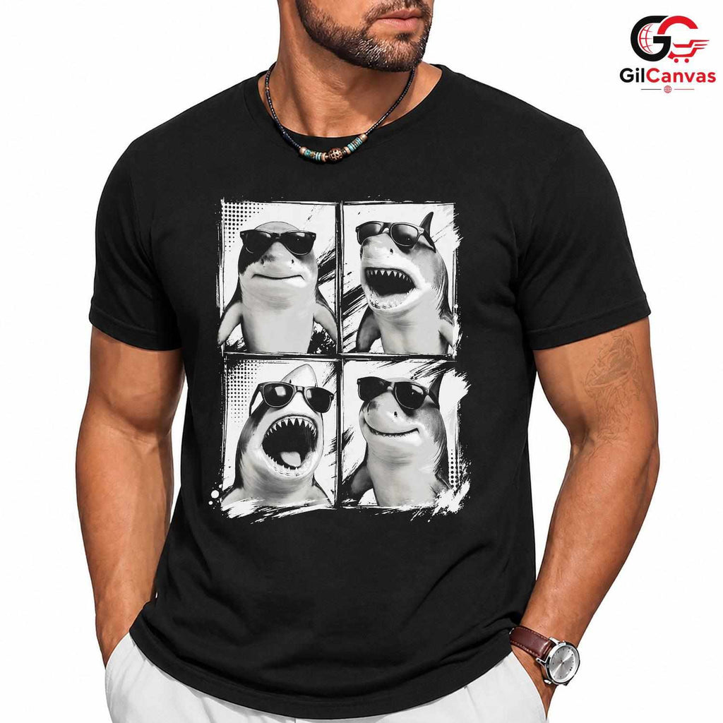 Cool Fun Shark Summer T-Shirt Party Graphic Design Unisex Casual Apparel