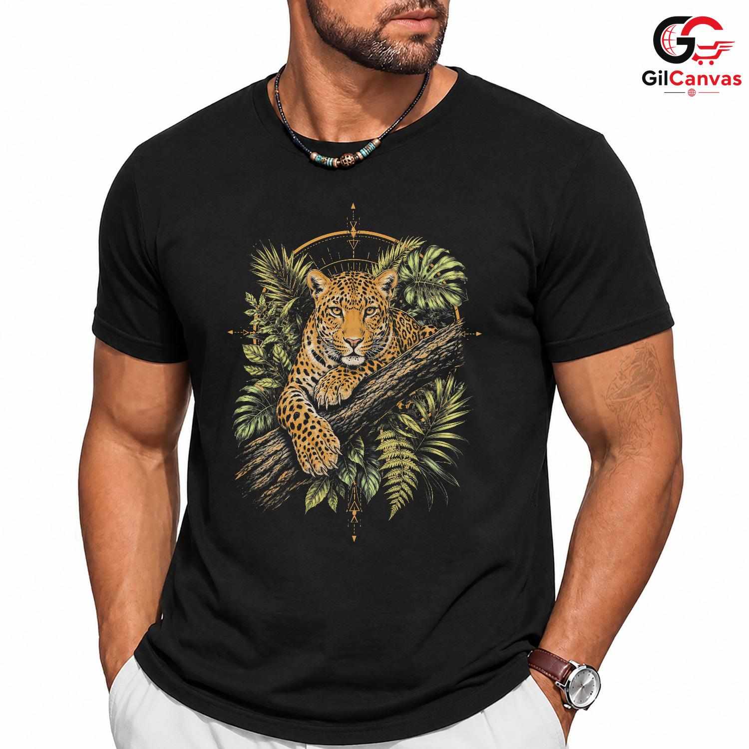 Cool Leopard Animal Lover T-Shirt Jungle Adventure Unisex Graphic Tee Gift