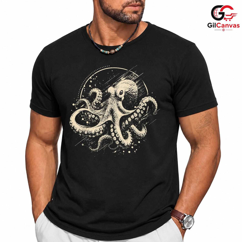 Custom Sea Life Octopus T-Shirt Ocean Lover Beach Wear Unisex Graphic Tee