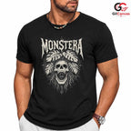 Edgy Skull With Leaves T-Shirt Spooky Halloween Unisex Graphic Apparel Tee