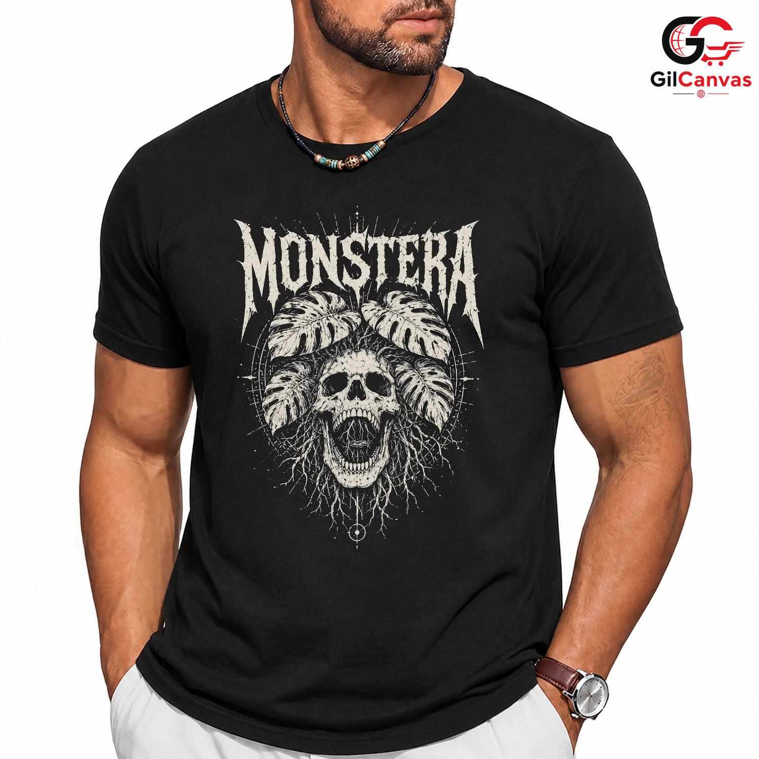 Edgy Skull With Leaves T-Shirt Spooky Halloween Unisex Graphic Apparel Tee