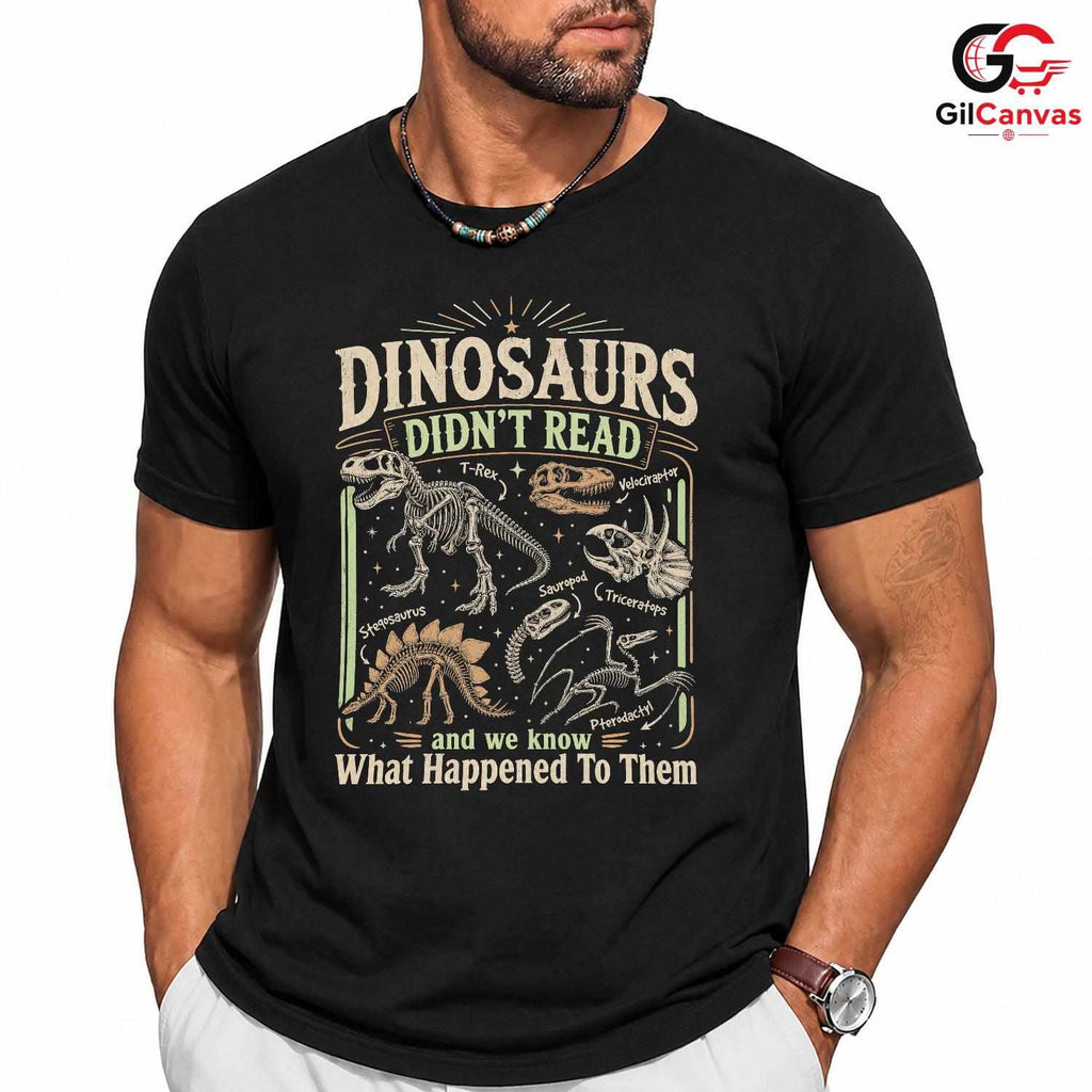 Educational Dinosaur T-Shirt Kids Fun Theme Graphic Unisex Casual Apparel