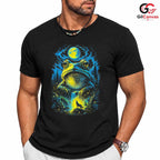 Forest Moon Frog T-Shirt Waterfall Design Halloween Graphic Men Women Apparel