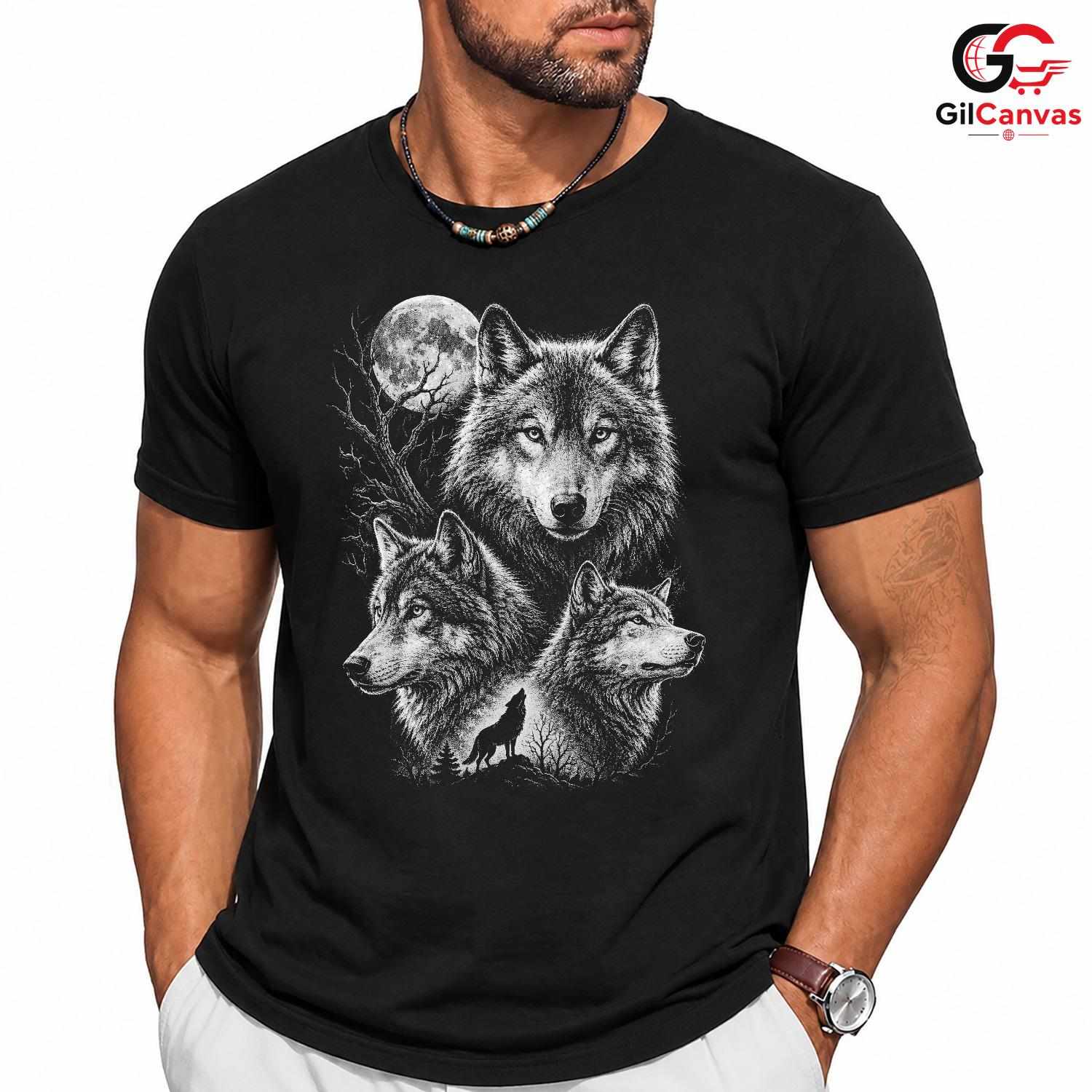 Halloween Wolf Graphic Tee Animal Nature Fan Perfect Gift Men Women Apparel