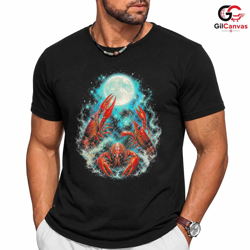 Moonlight Lobster Sea T-Shirt Unique Ocean Lover Unisex Graphic Apparel Tee